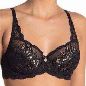 Felina Peridot Black Lace Unlined Underwire Bra Size 32C NWT!!